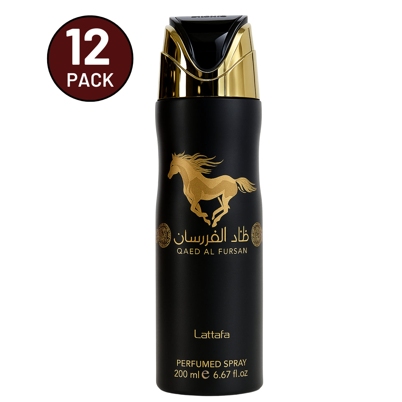 Qaed Al Fursan by Lattafa, 6.7 oz Perfumed Deodorant Spray for Men 12 Pack