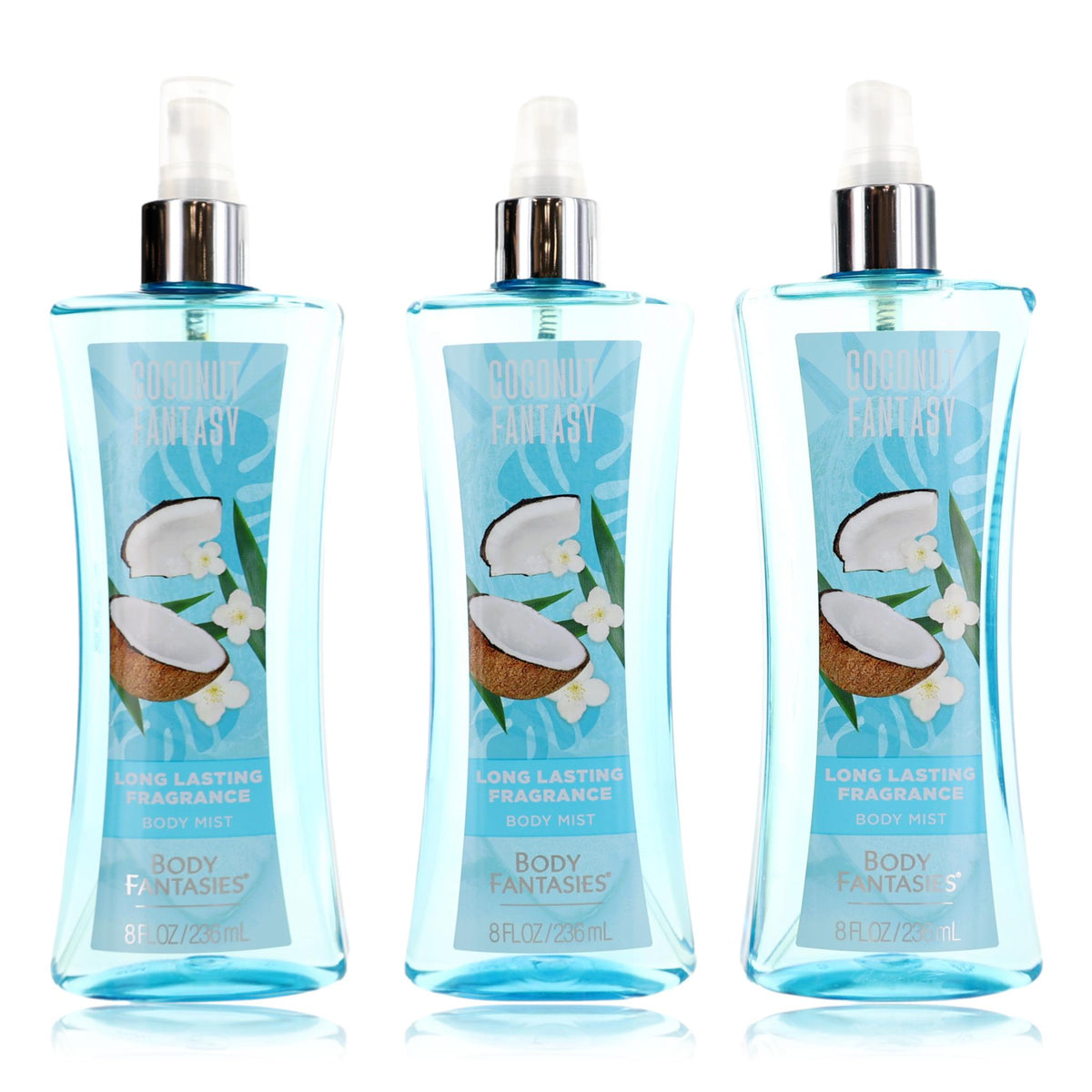 Coconut Fantasy by Body Fantasies, 3 x 8oz Fragrance Body Spray women