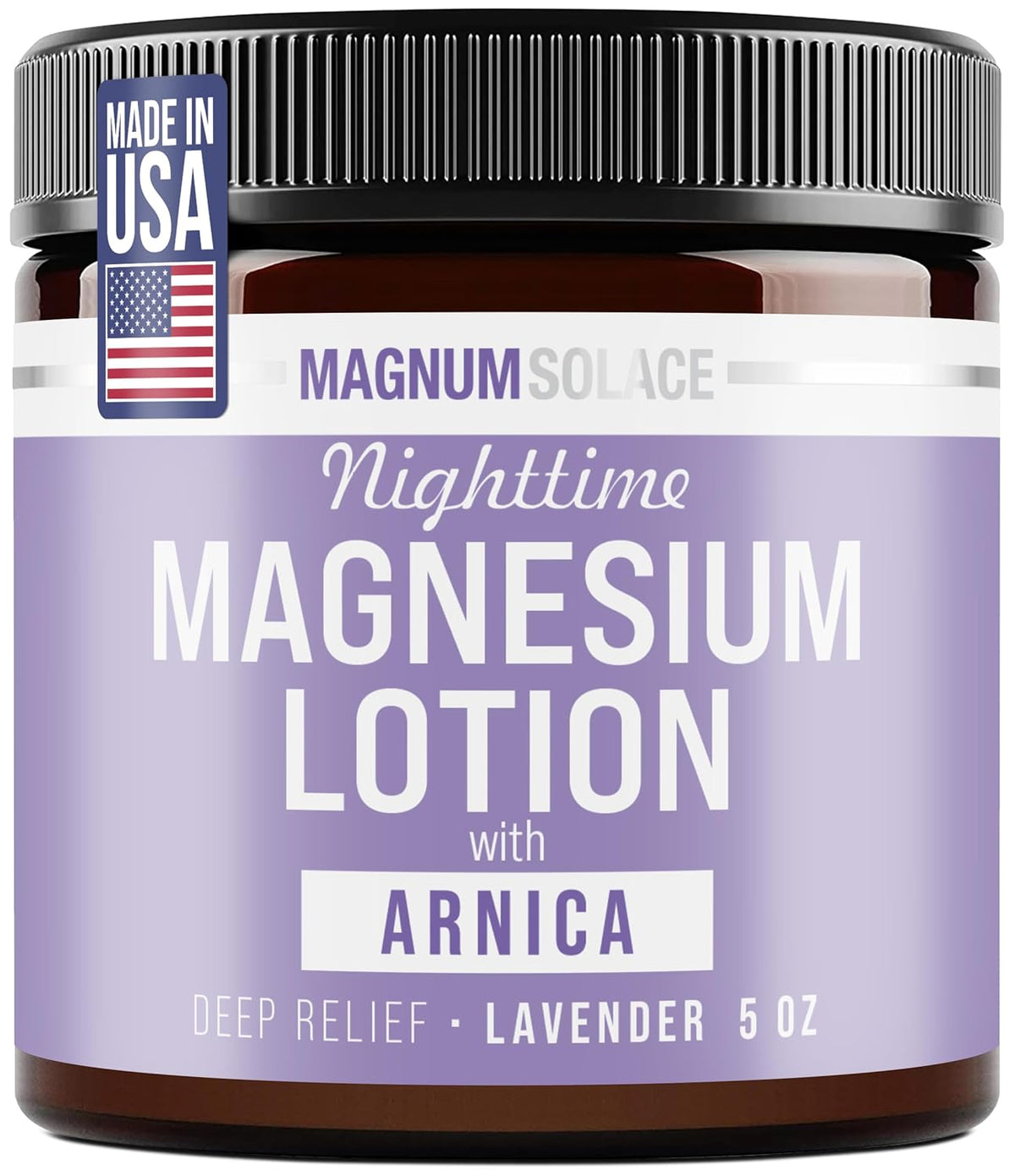 Nighttime Magnesium Lotion with Arnica by Magnum Solace, 5 oz Lotion- Lavender