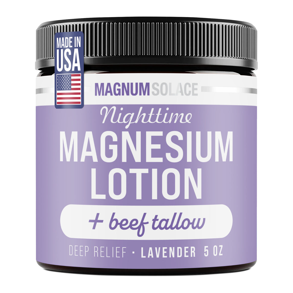 Nighttime Magnesium Lotion with Beef Tallow, 5oz Lotion - Lavender