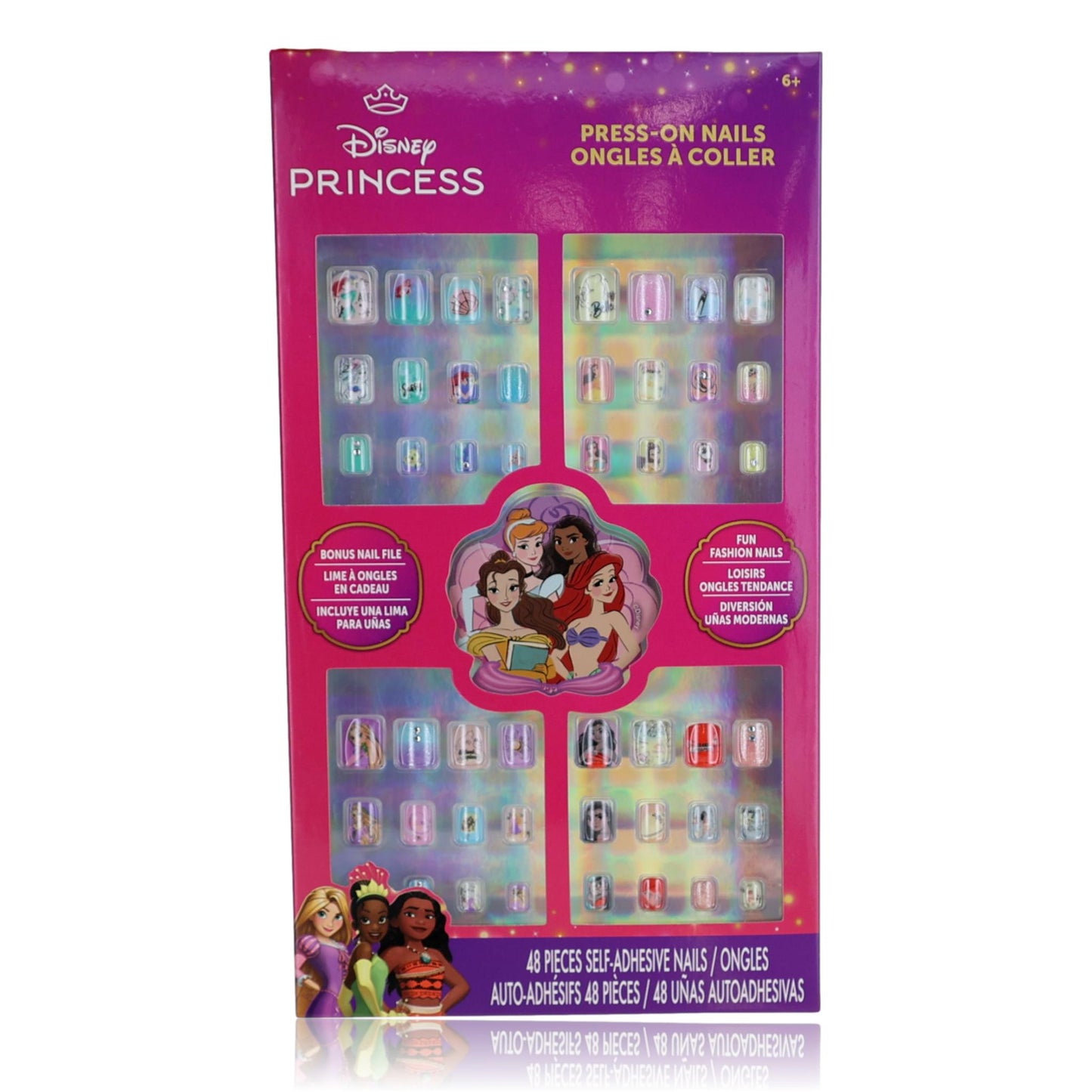 Disney Princess Press-On Nails by Disney, 48 Piece Set for Kids