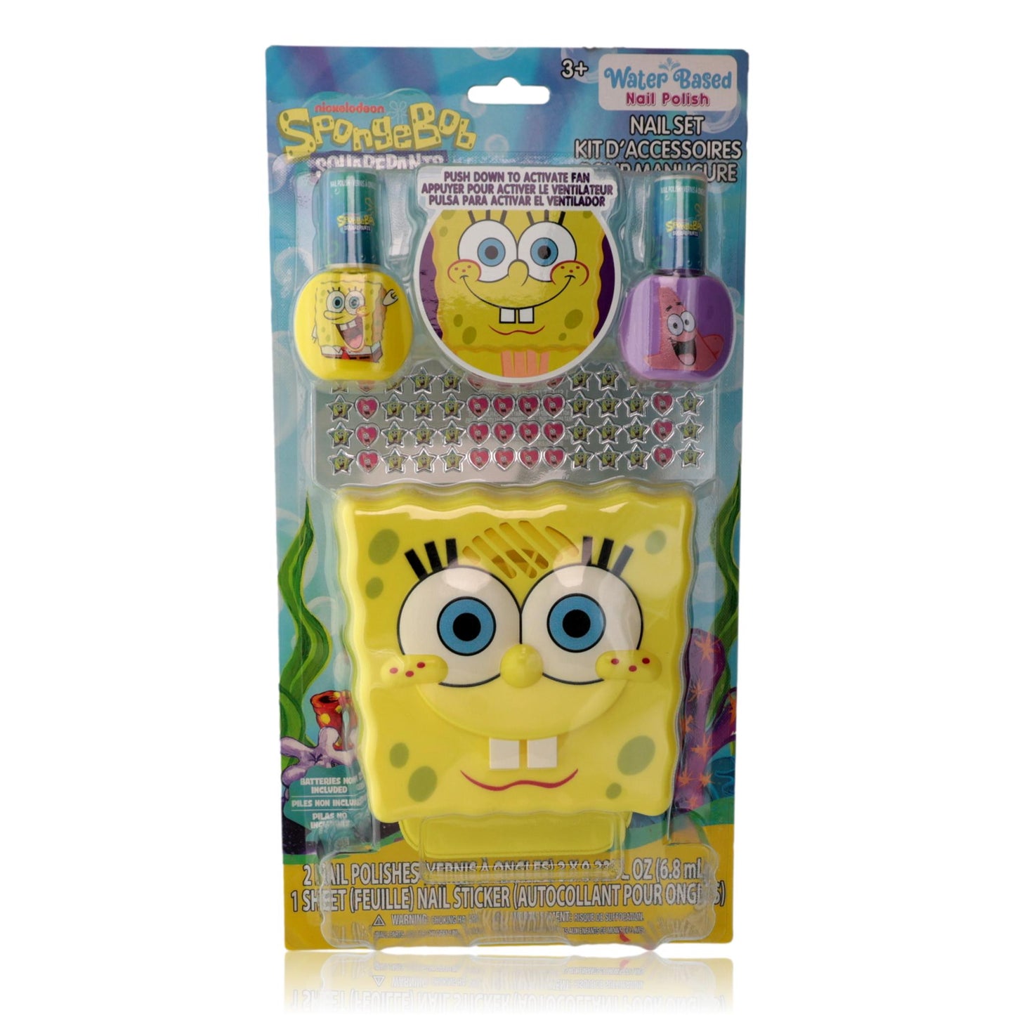 Spongebob Nail Set with Nail Dryer, 14 Piece Set for Kids