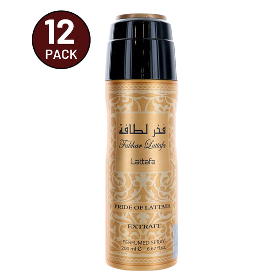 Fakhar Extrait by Lattafa, 6.7 oz Perfumed Deodorant Spray for Women 12 Pack