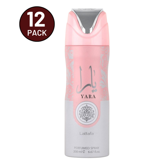 Yara by Lattafa, 6.7 oz Perfumed Deodorant Spray for Women 12 Pack