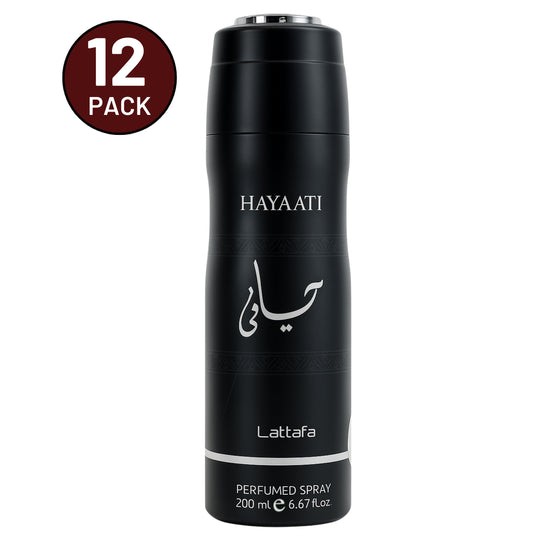 Hayaati by Lattafa, 6.7 oz Perfumed Deodorant Spray for Unisex 12 Pack