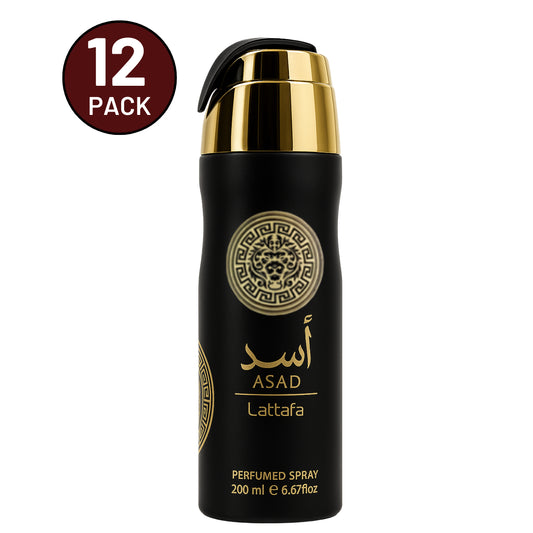 Asad by Lattafa, 6.7 oz Perfumed Deodorant Spray for Men 12 Pack