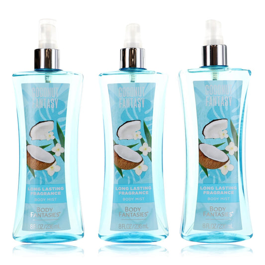 Coconut Fantasy by Body Fantasies, 3 x 8oz Fragrance Body Spray women
