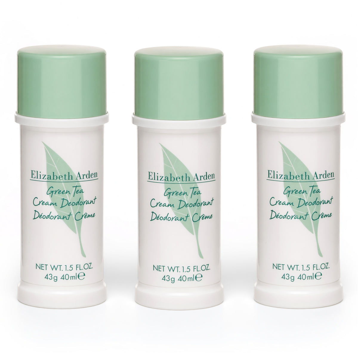 Green Tea by Elizabeth Arden, 3x1.5oz (4.5oz total) Cream Deodorant women