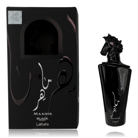 Maahir Black Edition by Lattafa, 3.4 oz EDP Spray for Unisex