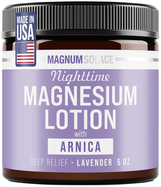 Nighttime Magnesium Lotion with Arnica by Magnum Solace, 5 oz Lotion- Lavender