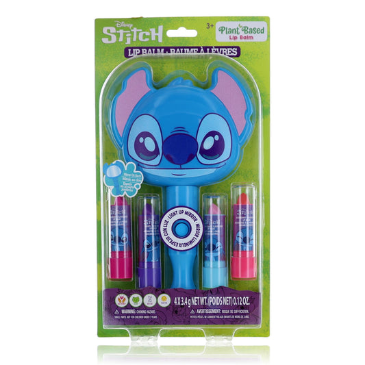 Stitch Light Up Mirror & Lip Balms by Disney, 5 Piece Cosmetic Set for Kids